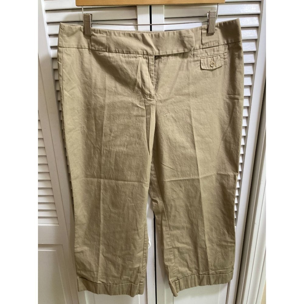 Anne Taylor Loft Petites 100% Cotton Khaki Camel Capri Pants Size 14P